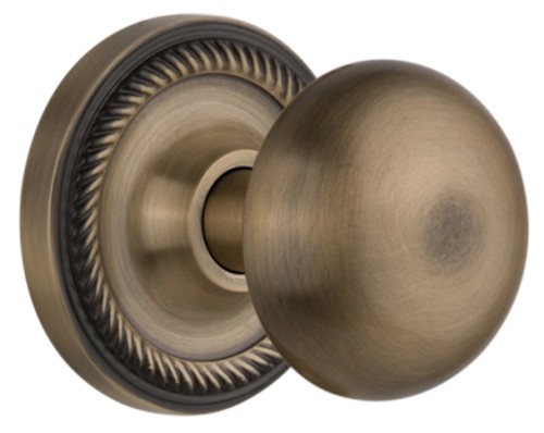 Photos - Door Handle York Nostalgic Warehouse New  Solid Brass Dummy Knobset with Rope Rose - Antique Brass - 702593 702593 