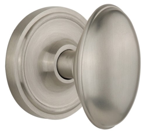 Photos - Door Handle SOLID Nostalgic Warehouse Homestead  Brass Privacy Knobset with Classic Rose - Satin Nickel - 704743 704743 