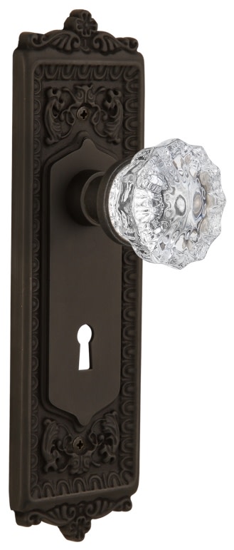 Photos - Door Lock CRYSTAL Nostalgic Warehouse EADCRYMRT214KH Victorian  Vintage Skeleton Key Retrofit Entry Handleset Trim with Solid Brass Egg 