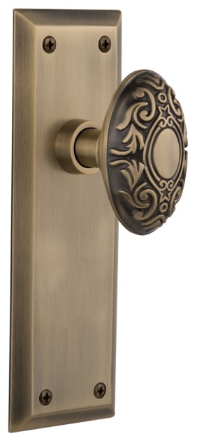 Photos - Door Handle SOLID Nostalgic Warehouse Victorian  Brass Passage Knobset with New York Rose - Antique Brass - 705014 705014 