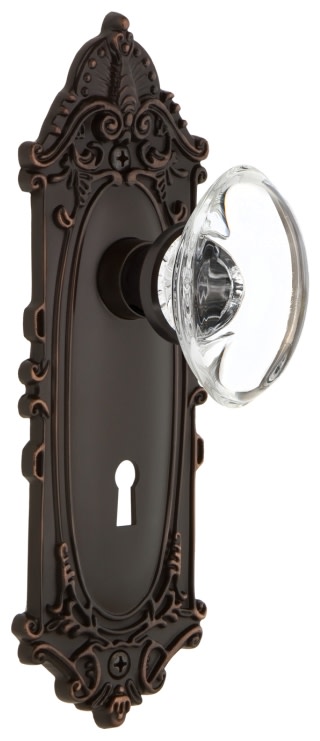 Photos - Door Lock Clear Nostalgic Warehouse VICOCCMRT214KH Oval  Crystal Solid Brass Vintage Skeleton Key Retrofit Entry Handleset Trim with Vi 