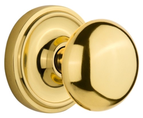 Photos - Door Handle York Nostalgic Warehouse New  Solid Brass Passage Knobset with Classic Rose - Polished Brass - 708434 708434 