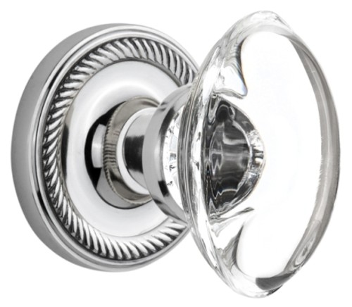 Photos - Door Lock Clear Nostalgic Warehouse ROPOCCMRT214KH Oval  Crystal Solid Brass Vintage Skeleton Key Retrofit Entry Handleset Trim with Ro 