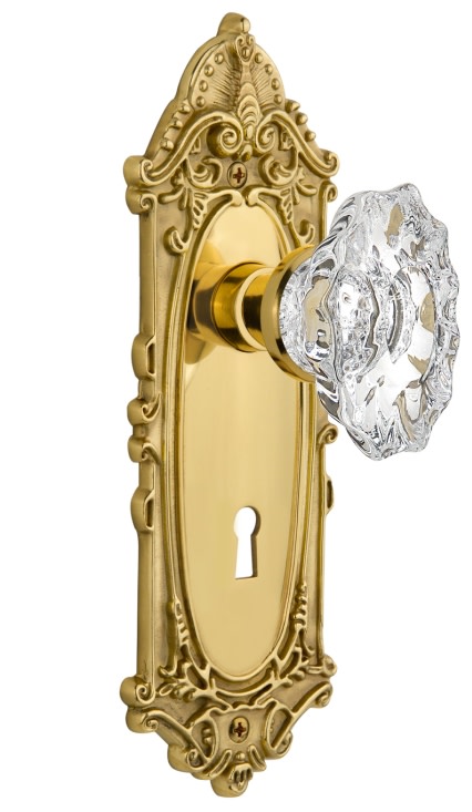 Photos - Door Handle SOLID Nostalgic Warehouse Chateau Brass Passage Knobset with Victorian Rose - Polished Brass - 712597 712597