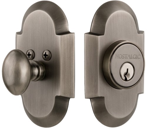 Photos - Door Lock Cottage Nostalgic Warehouse COTCOT1CYL238NA  Solid Brass Single Cylinder Deadbolt with 2-3/8" Backset Antique Pewter Door Har 