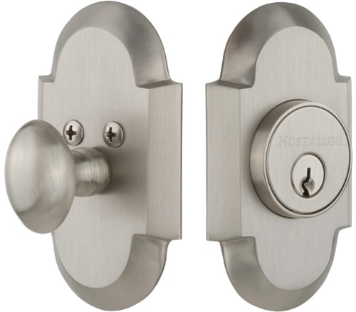 Photos - Door Lock Cottage Nostalgic Warehouse COTCOT1CYL238NA  Solid Brass Single Cylinder Deadbolt with 2-3/8" Backset Satin Nickel Door Hardw 