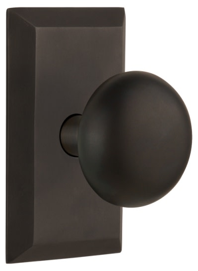 Photos - Door Handle York Nostalgic Warehouse New  Solid Brass Privacy Knobset with Studio Rose - Oil-Rubbed Bronze - 713334 713334 