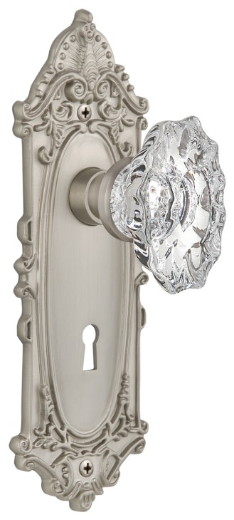 Photos - Door Handle SOLID Nostalgic Warehouse Chateau  Brass Passage Knobset with Victorian Rose - Satin Nickel - 713704 713704 