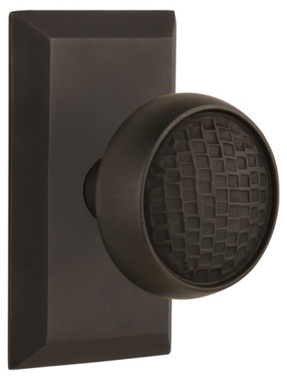 Photos - Door Handle Craftsman Nostalgic Warehouse  Solid Brass Passage Knobset with Studio Rose - Oil-Rubbed Bronze - 715200 715200 