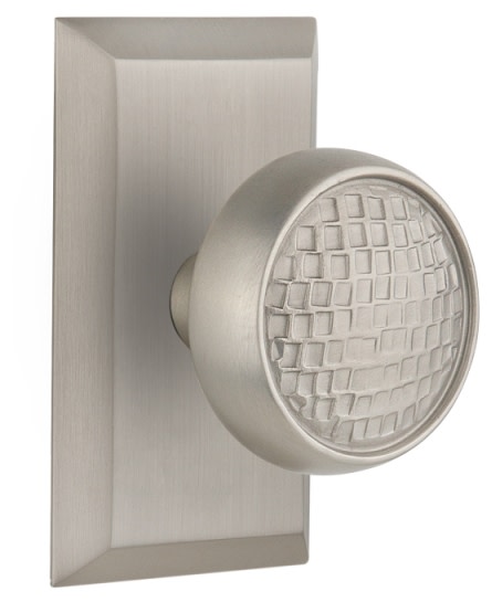 Photos - Door Handle Craftsman Nostalgic Warehouse  Solid Brass Dummy Knobset with Studio Rose - Satin Nickel - 715217 715217 