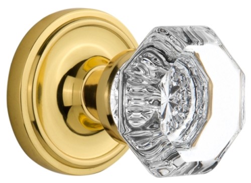Photos - Door Lock Vintage Nostalgic Warehouse CLAWALMRT214KH  Luxe Waldorf Lead Crystal Octagon  Skeleton Key Retrofit Entry Handleset T 