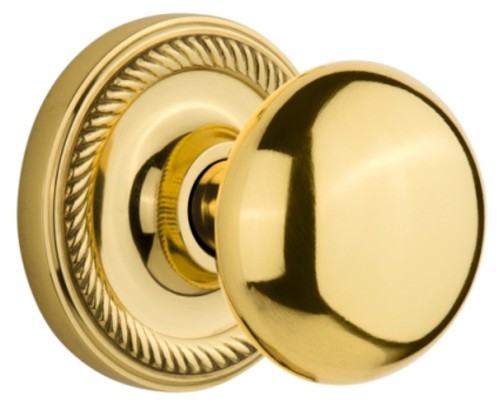 Photos - Door Handle York Nostalgic Warehouse New  Solid Brass Passage Knobset with Rope Rose - Unlacquered Brass - 716878 716878 