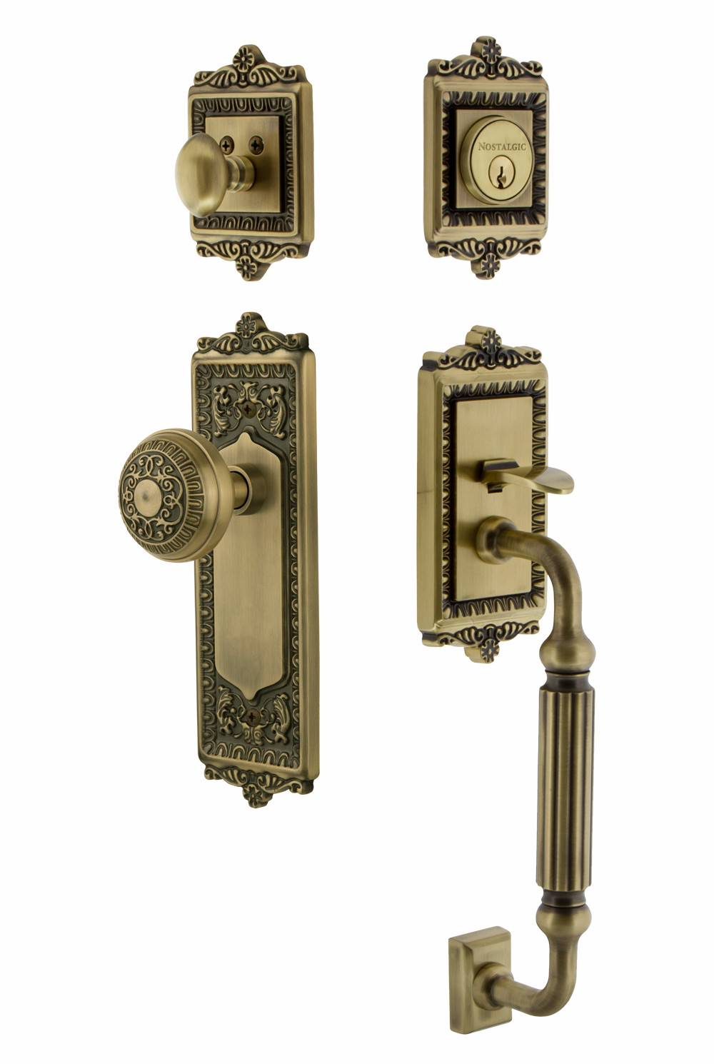 Photos - Interior Door EGG Nostalgic Warehouse EADEADESET238FG  and Dart Solid Brass Sectional Single Cylinder Keyed Entry Handle Set with F Handle 