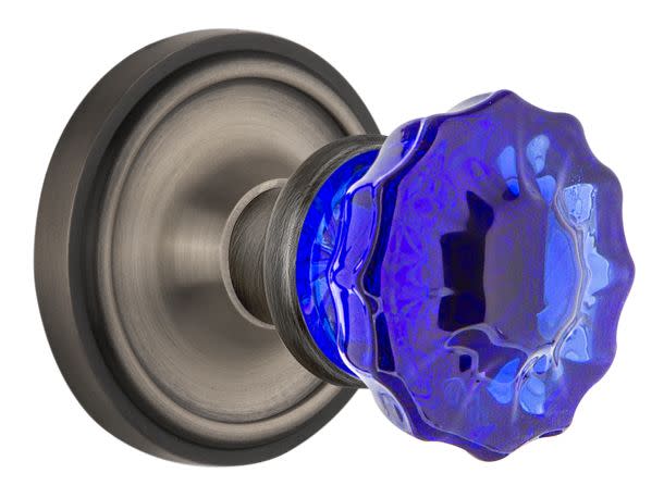 Photos - Door Handle Classic Nostalgic Warehouse  Single Dummy Door Knob with Cobalt Crystal Knob - Antique Pewter - 722118 722118 