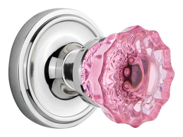 Photos - Door Handle Classic Nostalgic Warehouse  Single Dummy Door Knob with Pink Crystal Knob - Bright Chrome - 722120 722120 