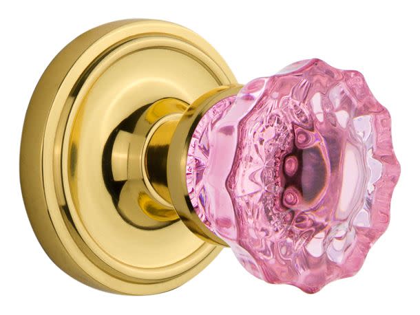 Photos - Door Handle Classic Nostalgic Warehouse  Single Dummy Door Knob with Pink Crystal Knob - Unlacquered Brass - 722135 722135 