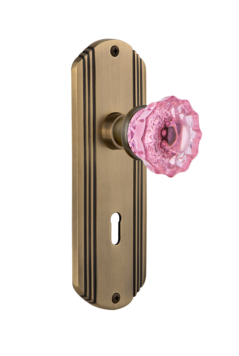 Photos - Door Handle CRYSTAL Nostalgic Warehouse Deco Single Dummy Door Knob with Pink  Knob - Antique Brass - 722744 722744 