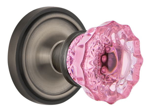 Photos - Door Handle Classic Nostalgic Warehouse  Dummy Knobset with Pink Crystal Knob - Antique Pewter - 723097 723097 