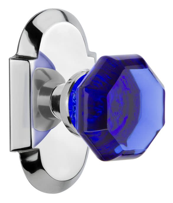 Photos - Door Handle Cottage Nostalgic Warehouse Privacy Knobset with Cobalt Waldorf Knob - Bright Chrome - 724248 724248