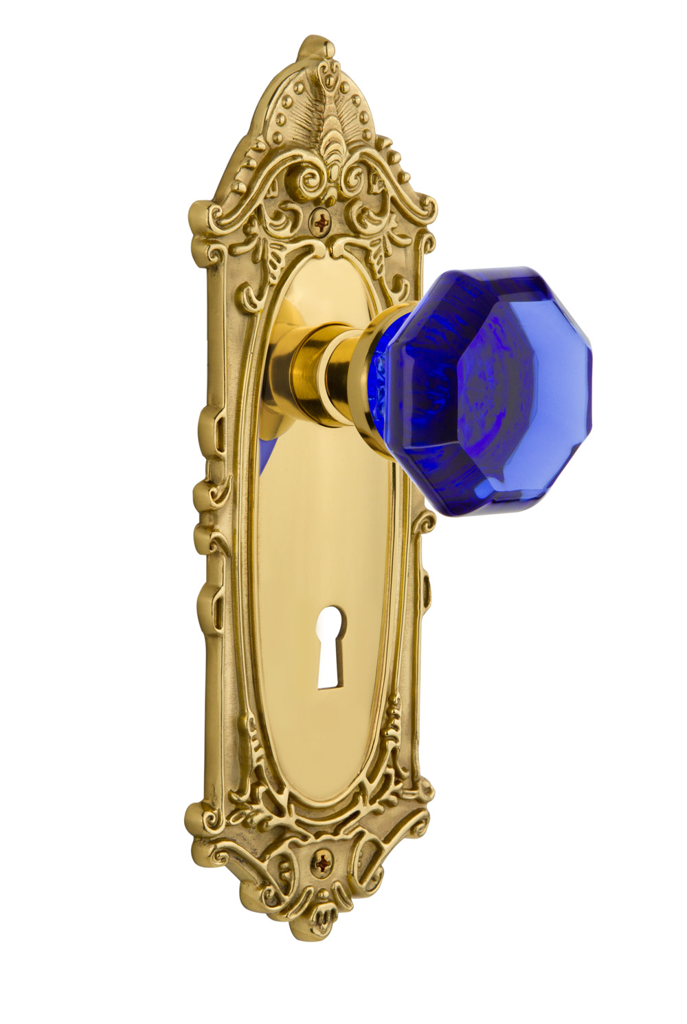 Photos - Door Lock Rose Nostalgic Warehouse VICWACMRT214KH Victorian Vintage Entry Door Retrofit with Cobalt Waldorf Knob and Decorative Skelet