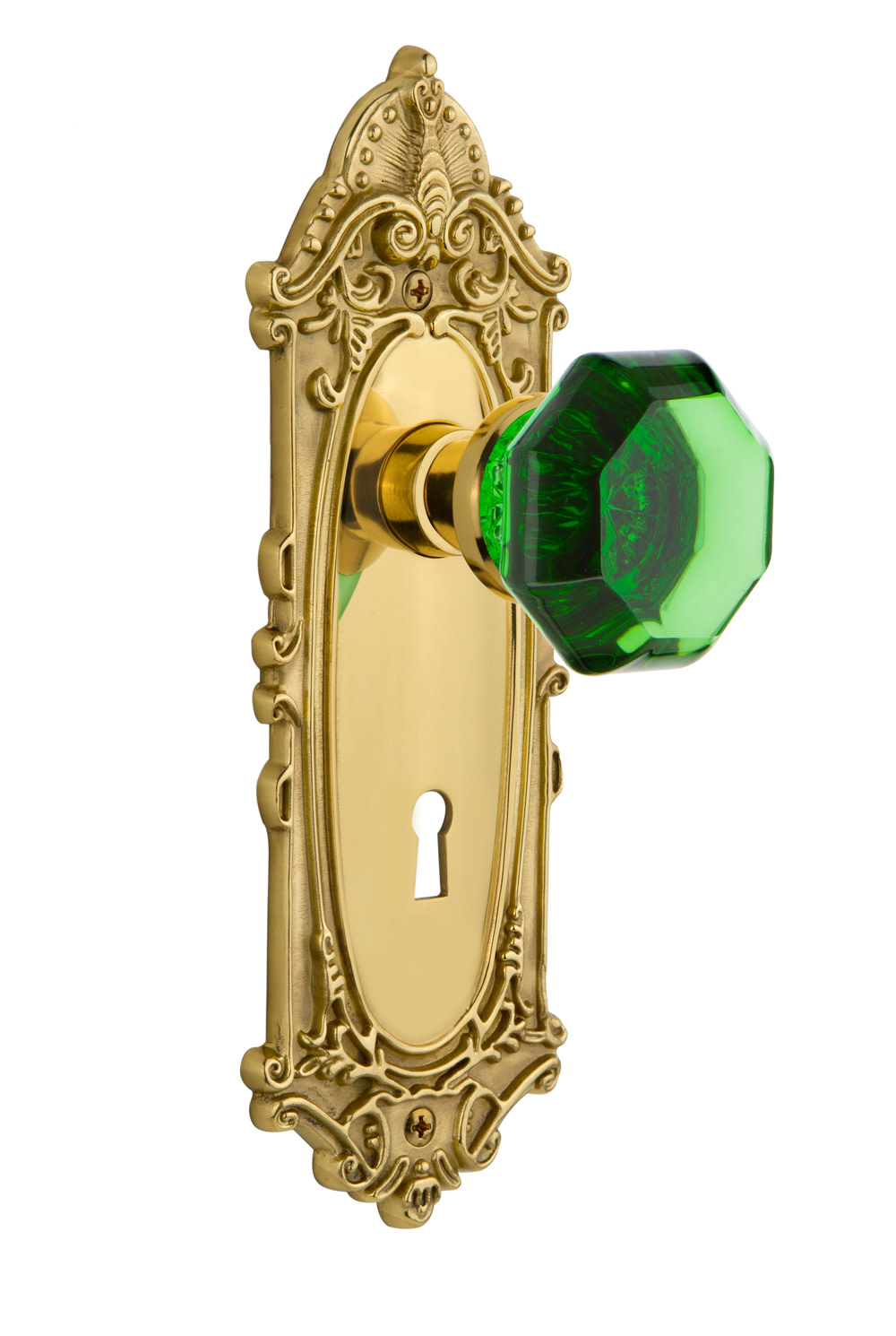Photos - Door Lock Rose Nostalgic Warehouse VICWAEMRT214KH Victorian  Vintage Entry Door Retrofit with Emerald Waldorf Knob and Decorative Skele 