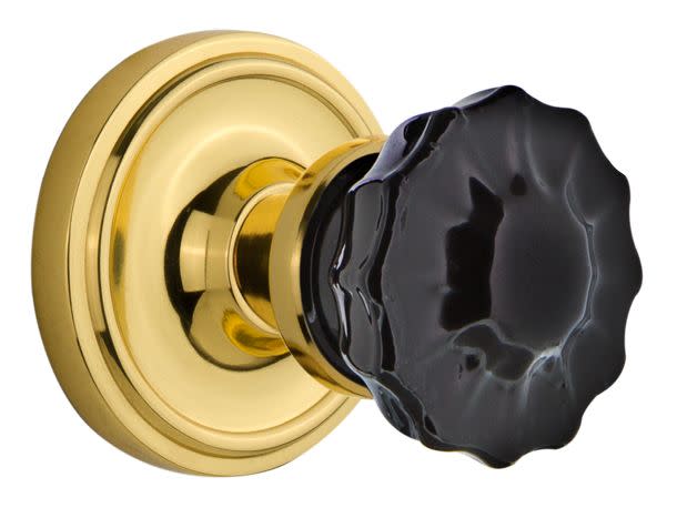 Photos - Door Handle Classic Nostalgic Warehouse  Single Dummy Door Knob with Black Crystal Knob - Unlacquered Brass - 726899 726899 