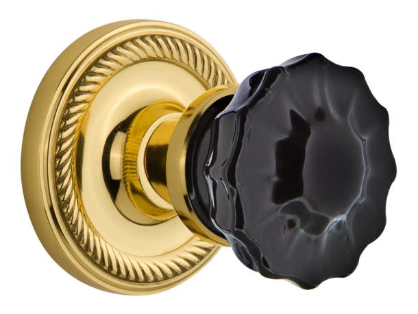 Photos - Door Handle CRYSTAL Nostalgic Warehouse Rope Single Dummy Door Knob with Black  Knob - Unlacquered Brass - 726962 726962 