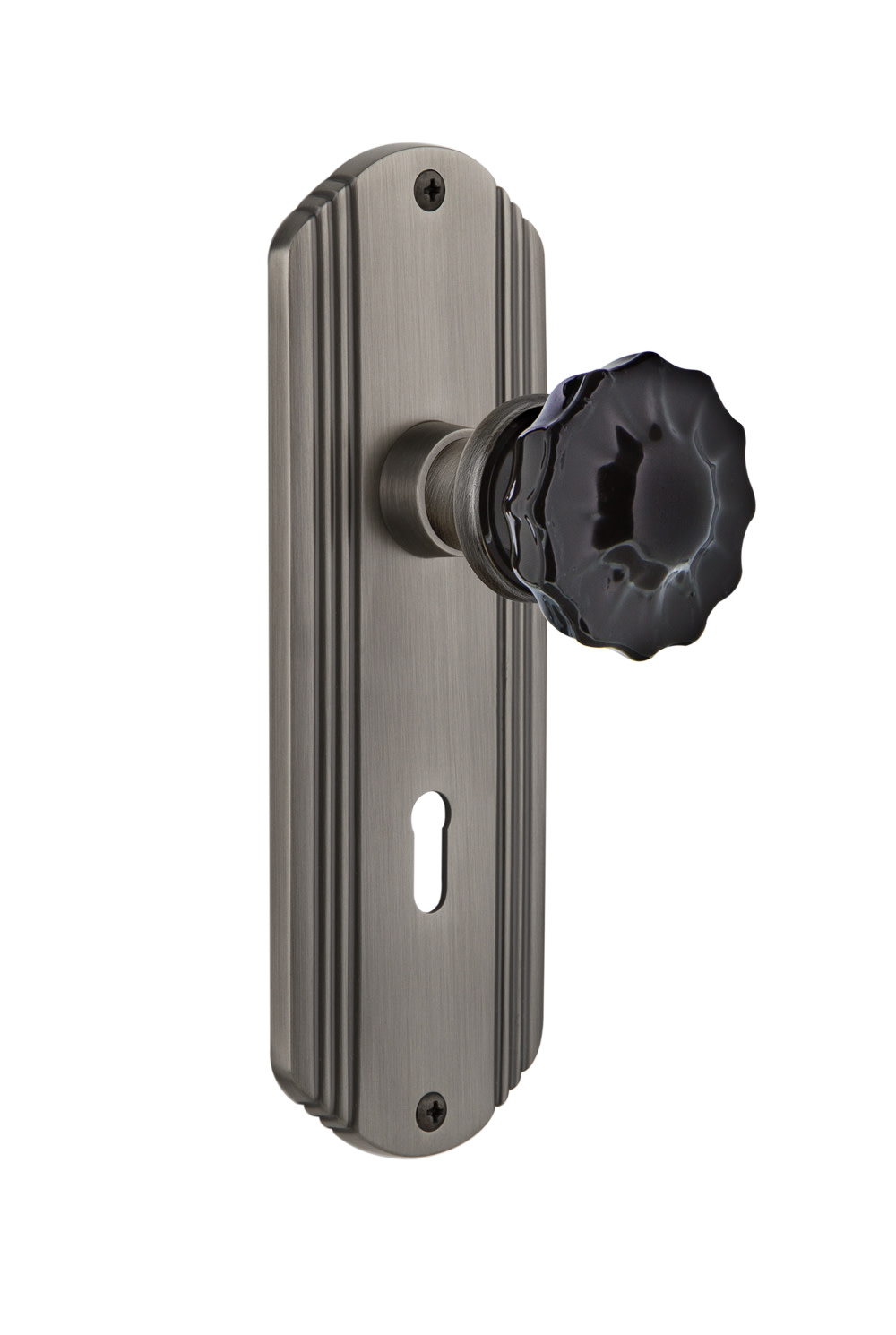Photos - Door Handle CRYSTAL Nostalgic Warehouse Deco Single Dummy Door Knob with Black  Knob - Antique Pewter - 726983 726983 