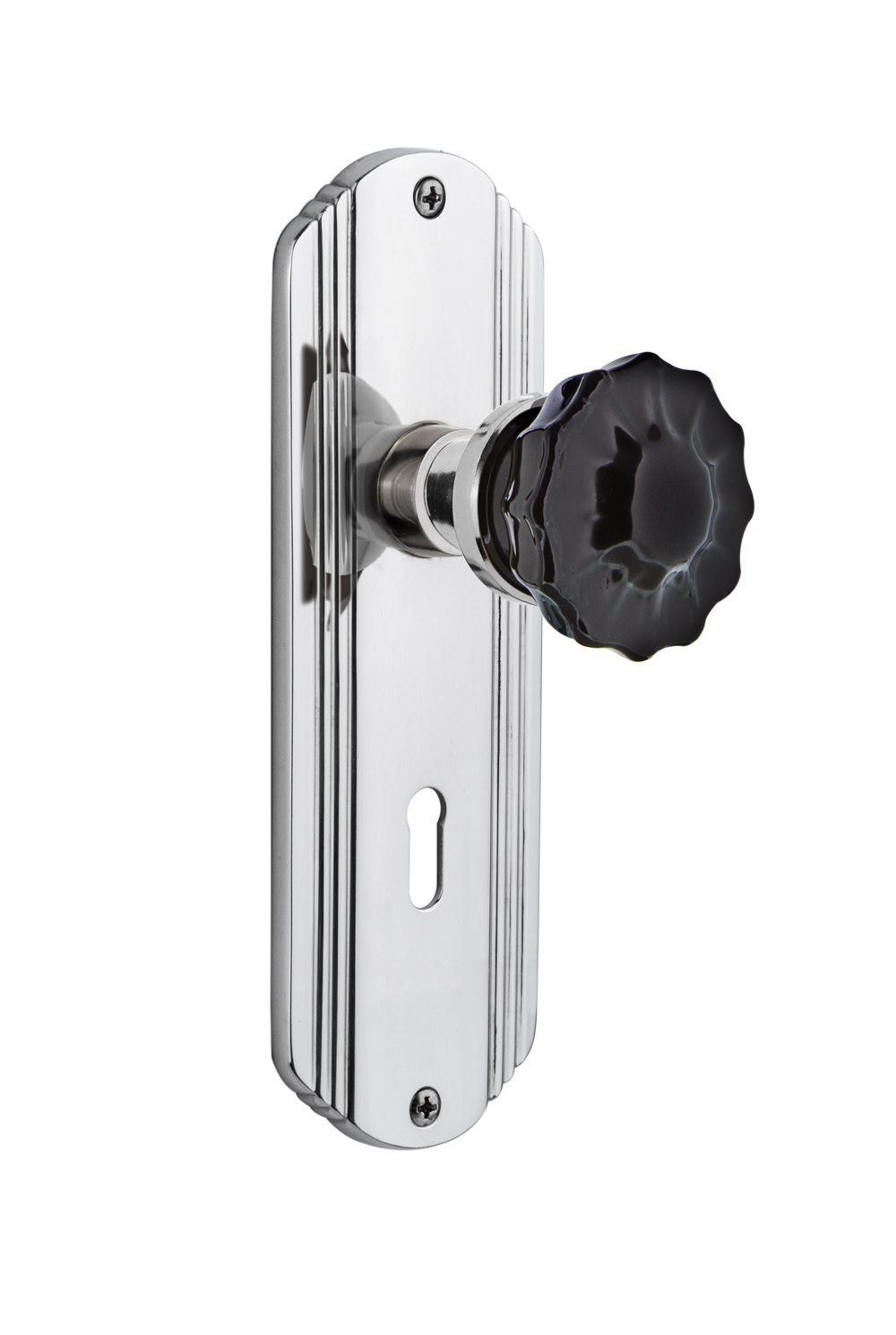 Photos - Door Handle CRYSTAL Nostalgic Warehouse Deco Single Dummy Door Knob with Black  Knob - Bright Chrome - 726984 726984 