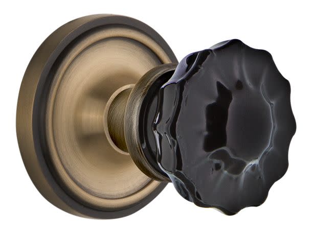 Photos - Door Handle Classic Nostalgic Warehouse  Dummy Knobset with Black Crystal Knob - Antique Brass - 727032 727032 