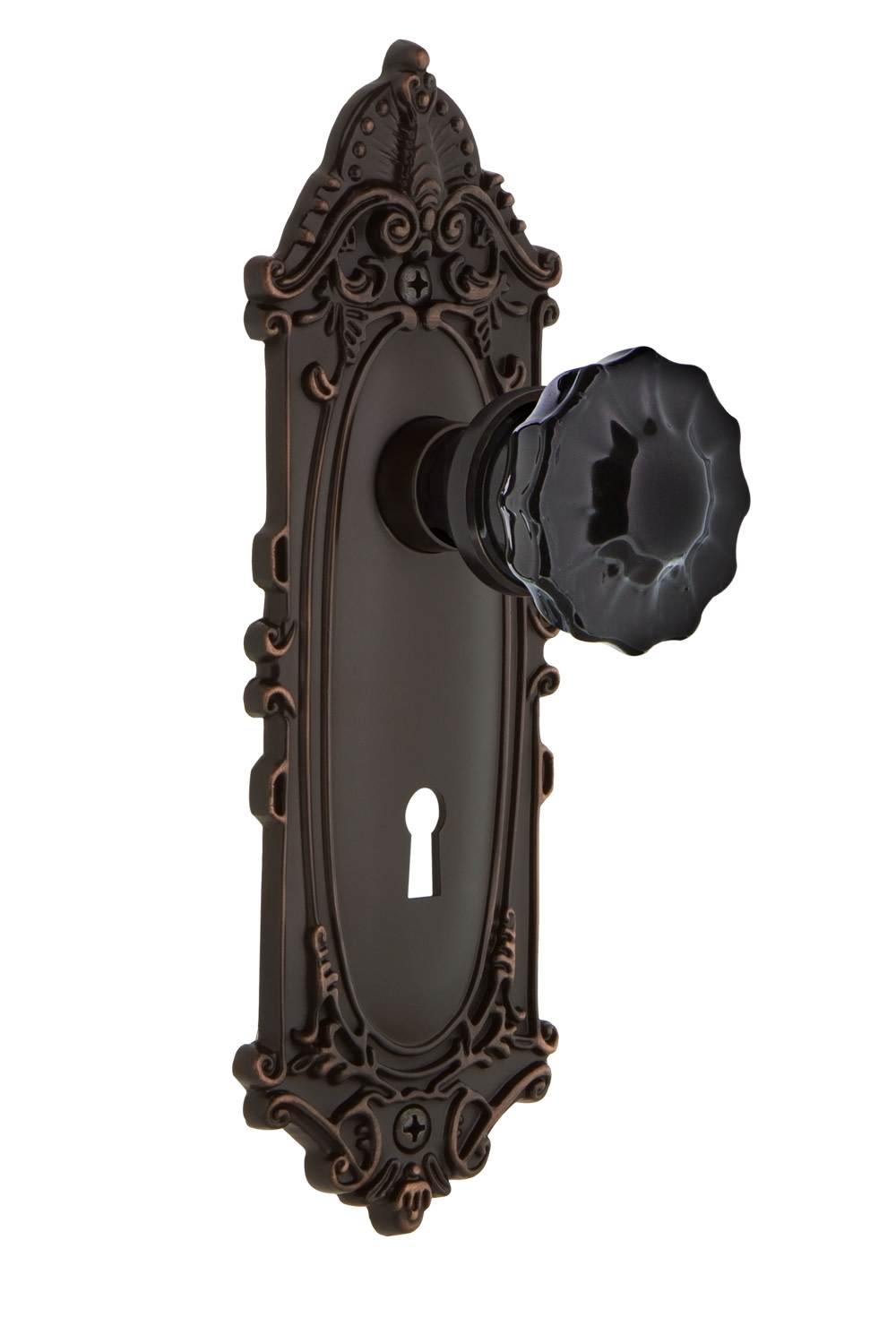 Photos - Door Lock Rose Nostalgic Warehouse VICCRBMRT214KH Victorian  Vintage Entry Door Retrofit with Black Crystal Knob and Decorative Skeleto 