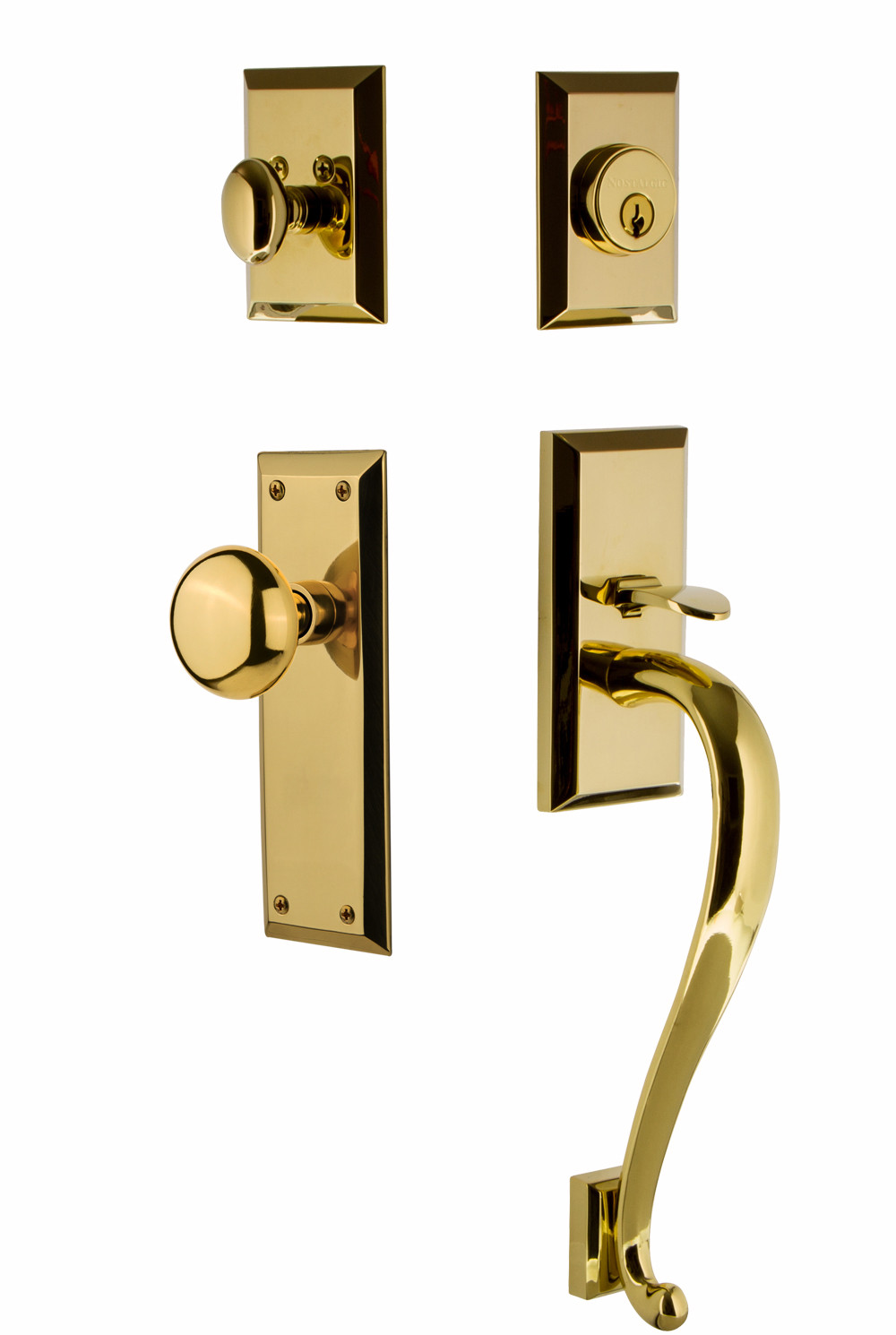 Photos - Interior Door York Nostalgic Warehouse NYKNYKESET238SG New  Solid Brass Sectional Single Cylinder Keyed Entry Handle Set with S Handle and 