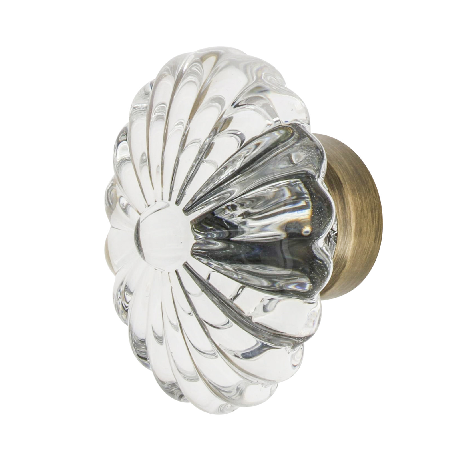 Photos - Furniture Hardware Vintage Nostalgic Warehouse CKBOFC  Oval Fluted Crystal 1-3/16" Cabinet Knob Antique Brass Cabinet Hardware Knobs Mushroom 74 