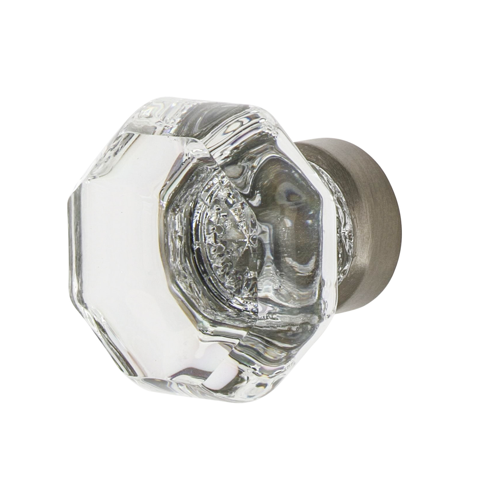 Photos - Furniture Hardware Vintage Nostalgic Warehouse CKBWAL  Waldorf Crystal 1-3/8" Octagonal Cabinet Knob Satin Nickel Cabinet Hardware Knobs Geometr 