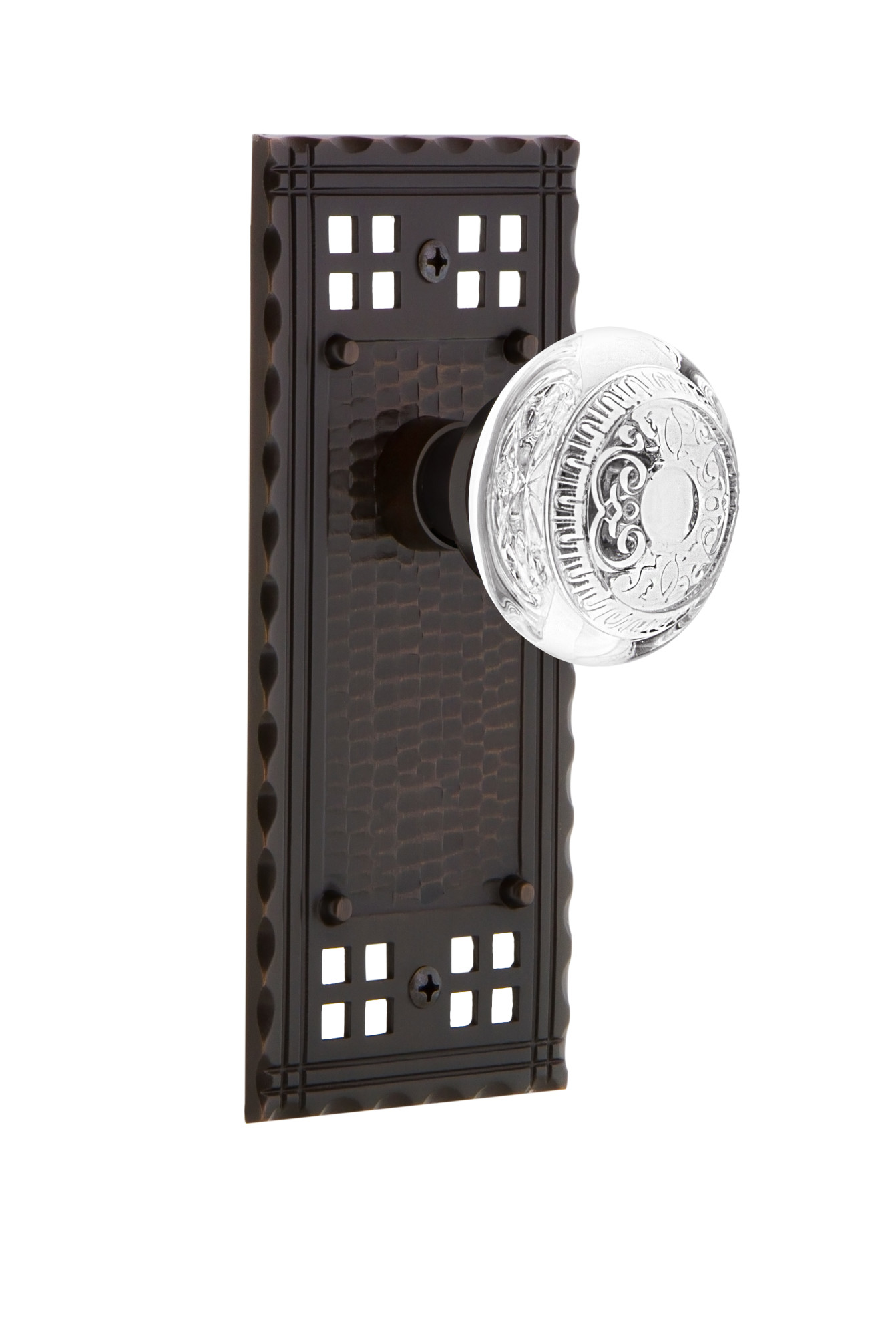 Photos - Door Handle Vintage Nostalgic Warehouse  Crystal Egg and Dart Passage Door Knobset with Craftsman Rose - Timeless Bronze - 750155 750155 