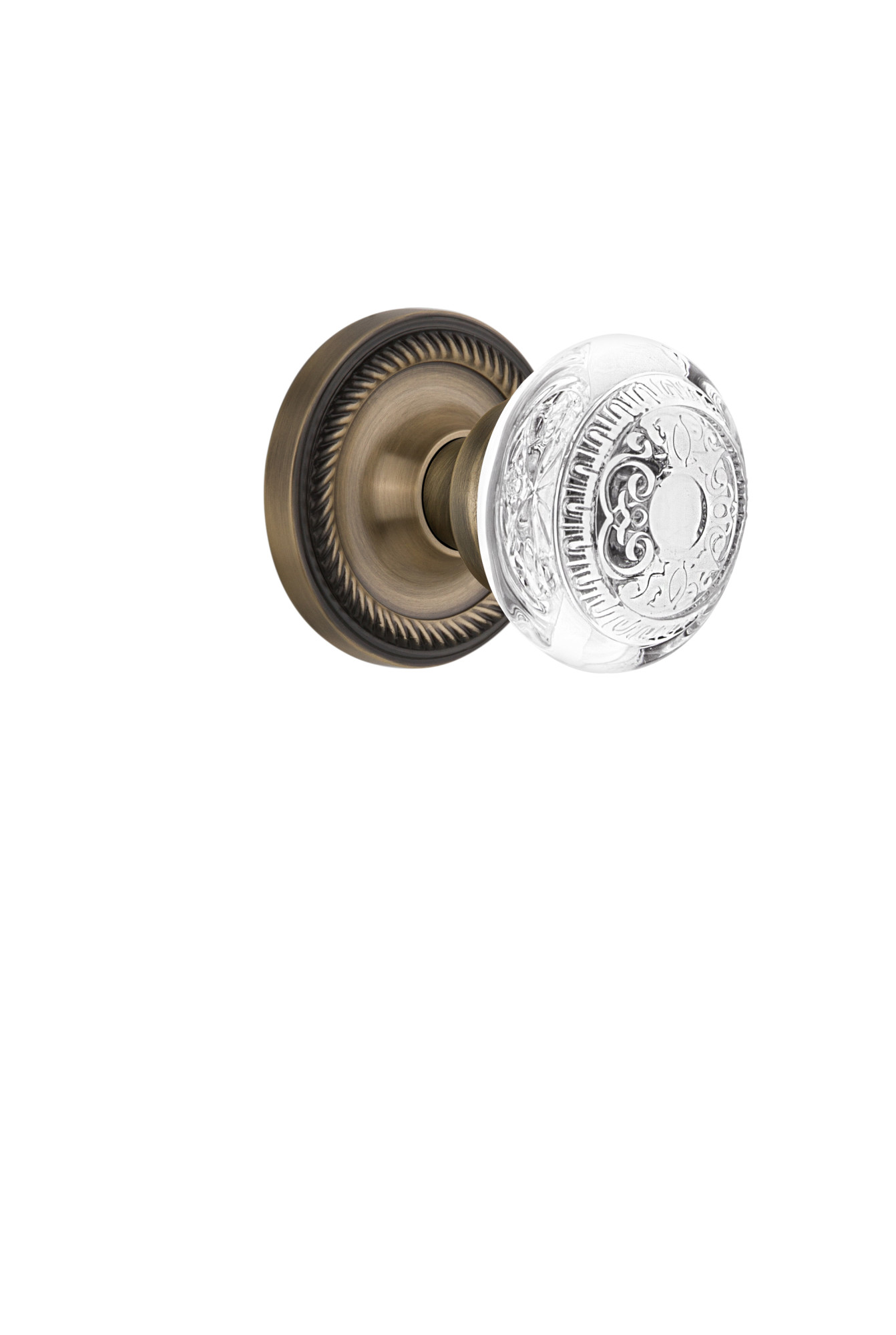 Photos - Door Handle Vintage Nostalgic Warehouse  Crystal Egg and Dart Single Dummy Door Knob with Rope Rose - Antique Brass - 750752 750752 