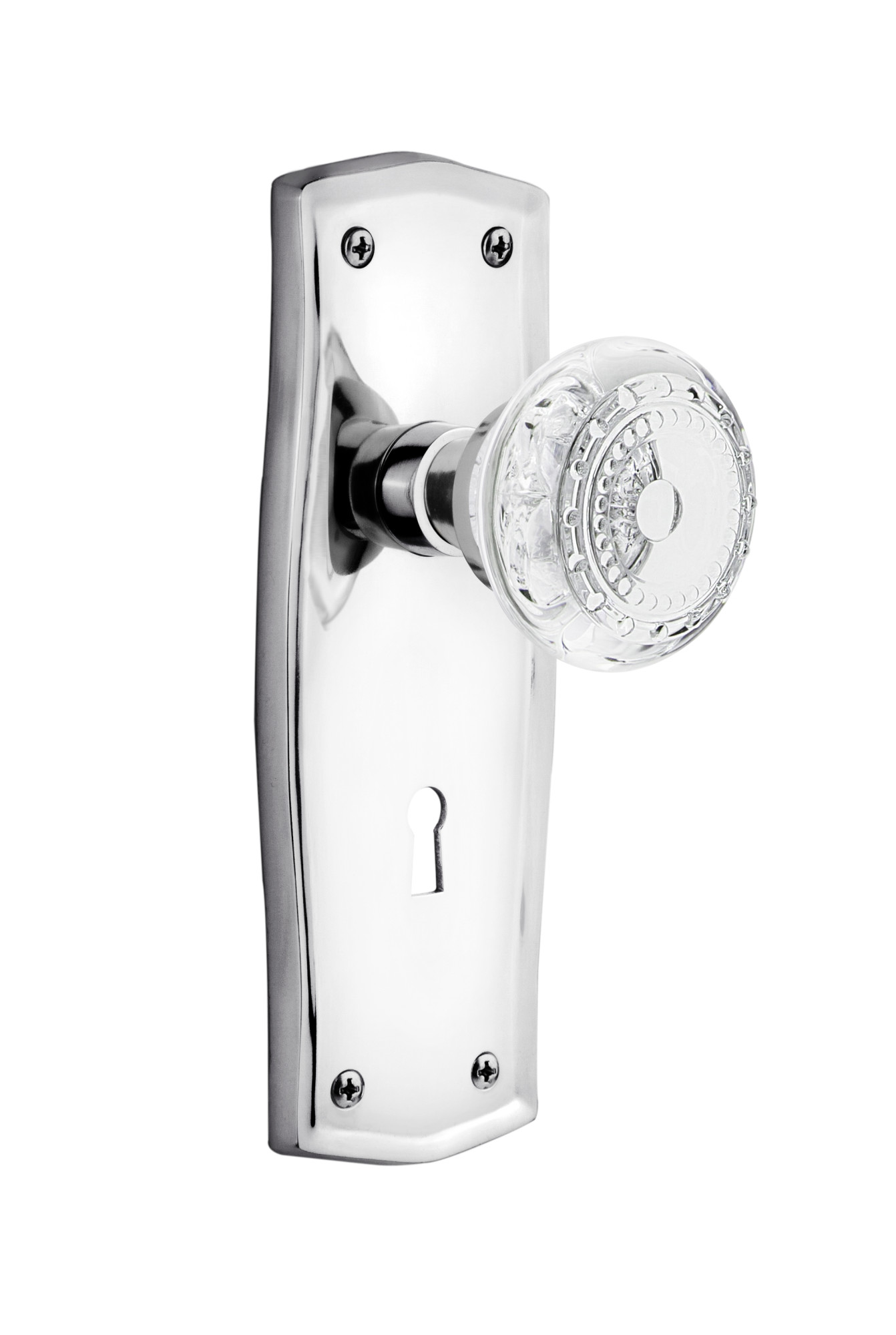 Photos - Door Handle Bright Nostalgic Warehouse Meadows Privacy Door Knobset with Prairie Rose, 2-3/8" Backset -  Chrome - 752121 752121 