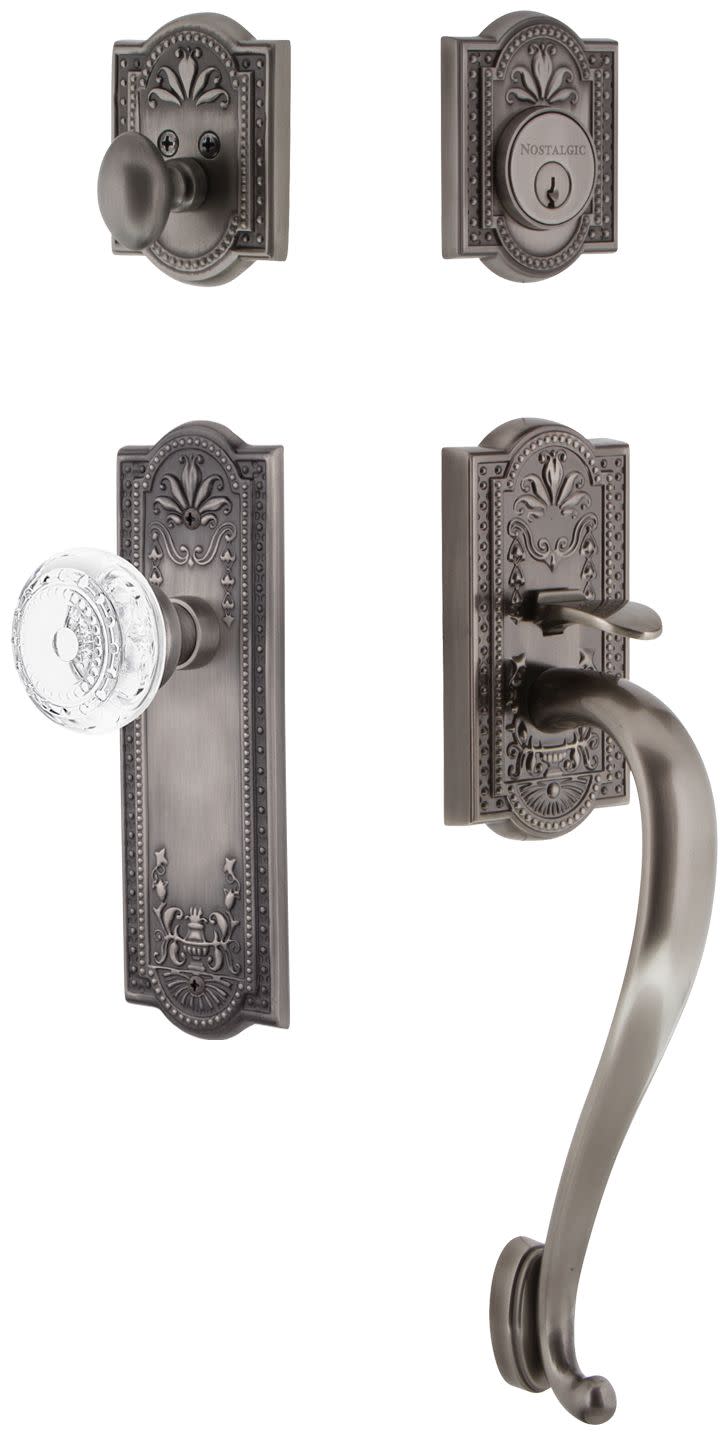 Photos - Interior Door Vintage Nostalgic Warehouse MEACMEESET238SG  Crystal Sectional Keyed Entry Door Handleset with Crystal Meadows Interior Knob 