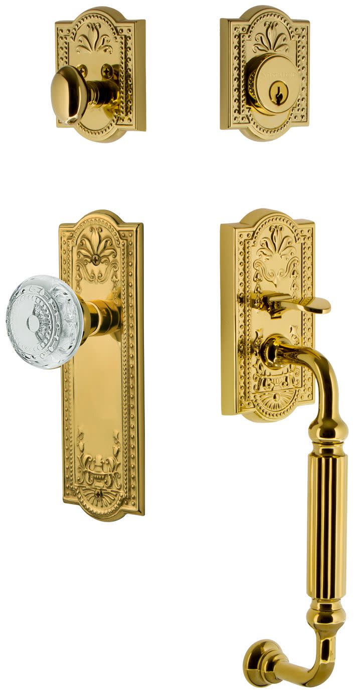 Photos - Interior Door Vintage Nostalgic Warehouse MEACMEESET234FG Crystal Sectional Keyed Entry Door Handleset with Crystal Meadows Interior Knob