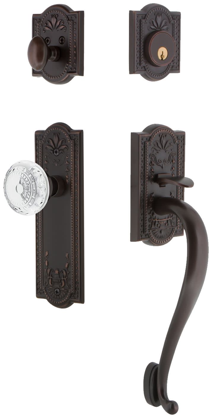 Photos - Interior Door Vintage Nostalgic Warehouse MEACMEESET234SG Crystal Sectional Keyed Entry Door Handleset with Crystal Meadows Interior Knob