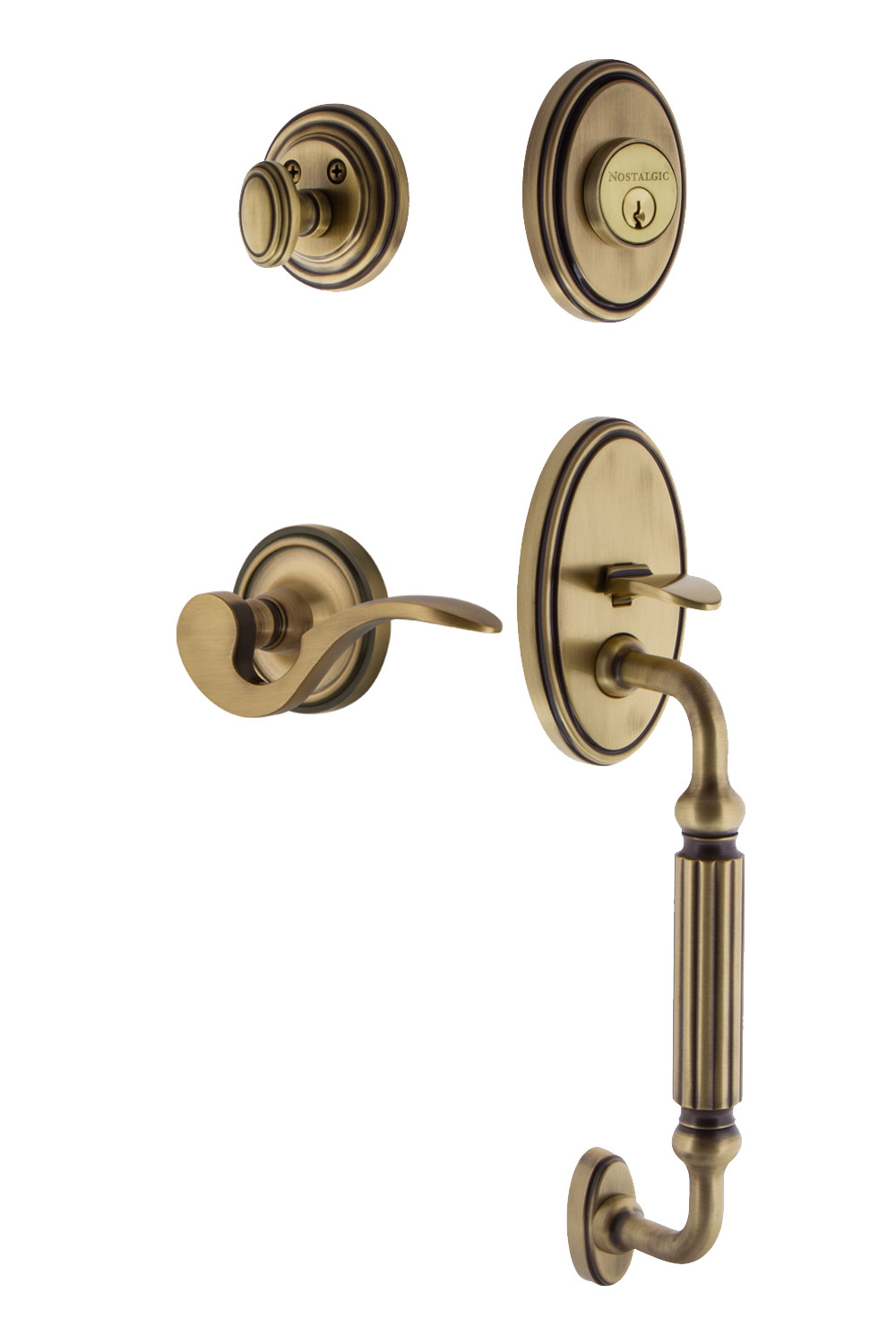 Photos - Interior Door Classic Nostalgic Warehouse CLAMANESET234FGRH  Right Handed Sectional Single Cylinder Keyed Entry Door Handleset with F Grip 