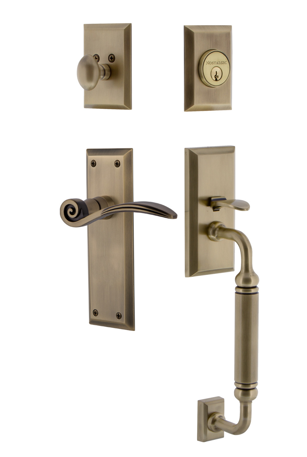 Photos - Interior Door York Nostalgic Warehouse NYKSWNESET234CGRH New Right Handed Sectional Single Cylinder Keyed Entry Door Handleset with C Grip