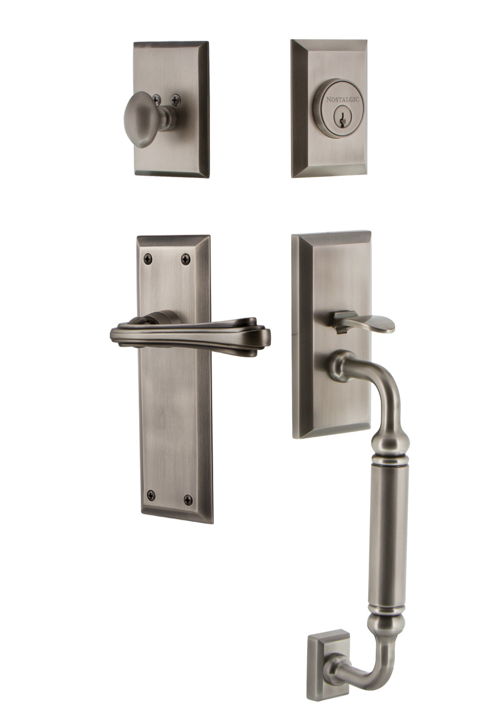 Photos - Interior Door York Nostalgic Warehouse NYKFLRESET234CGRH New Right Handed Sectional Single Cylinder Keyed Entry Door Handleset with C Grip