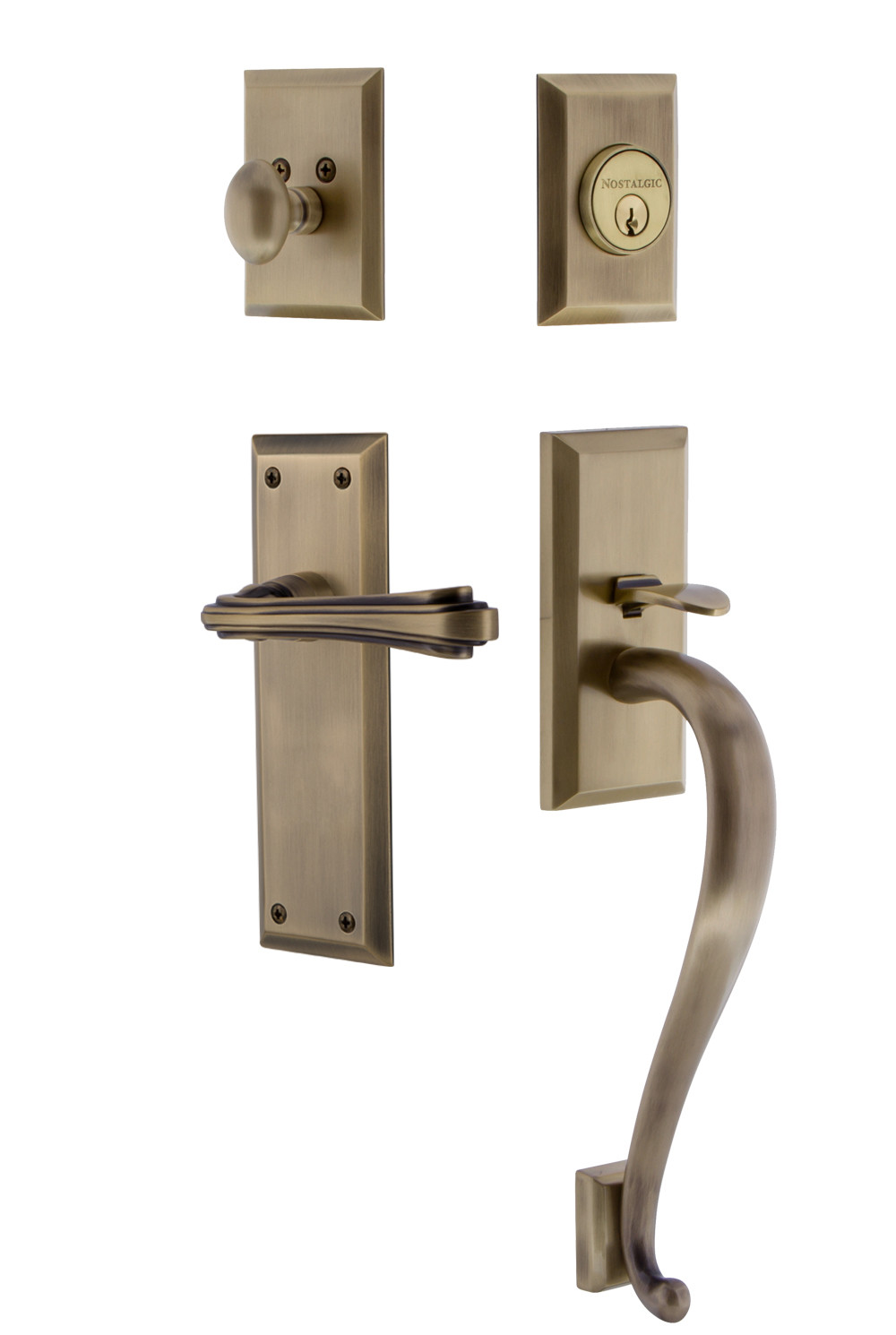 Photos - Interior Door York Nostalgic Warehouse NYKFLRESET234SGRH New  Right Handed Sectional Single Cylinder Keyed Entry Door Handleset with S Grip 