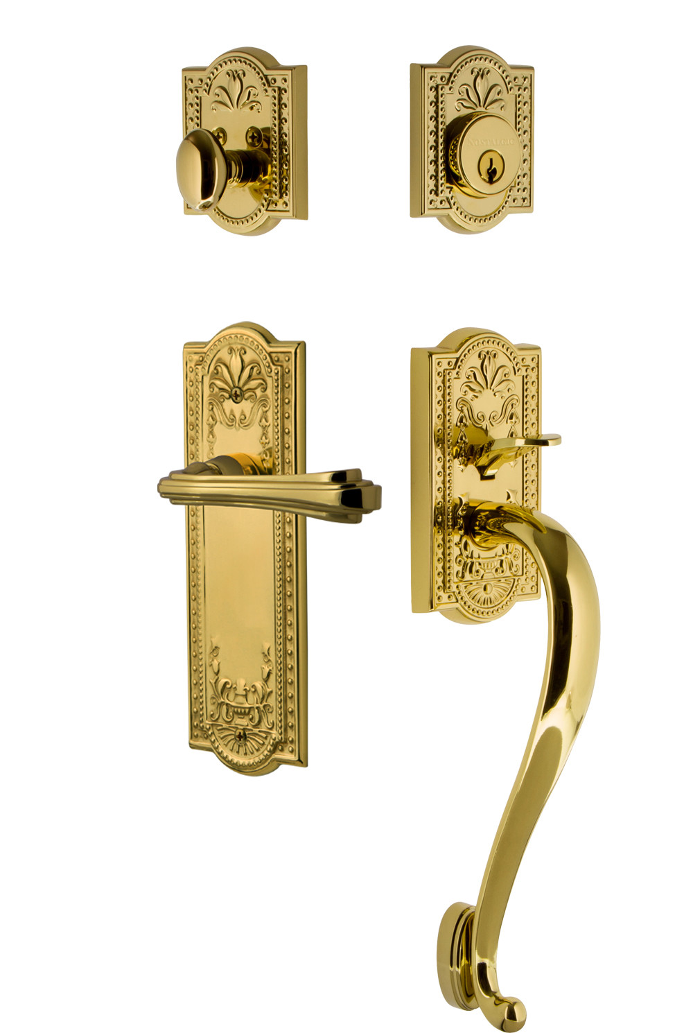 Photos - Interior Door A&D Nostalgic Warehouse MEAFLRESET234SGLH Meadows Left Handed Sectional Single Cylinder Keyed Entry Door Handleset with S Grip a 