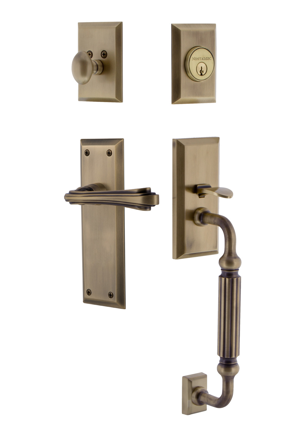 Photos - Interior Door York Nostalgic Warehouse NYKFLRESET238FGLH New  Left Handed Sectional Single Cylinder Keyed Entry Door Handleset with F Grip 