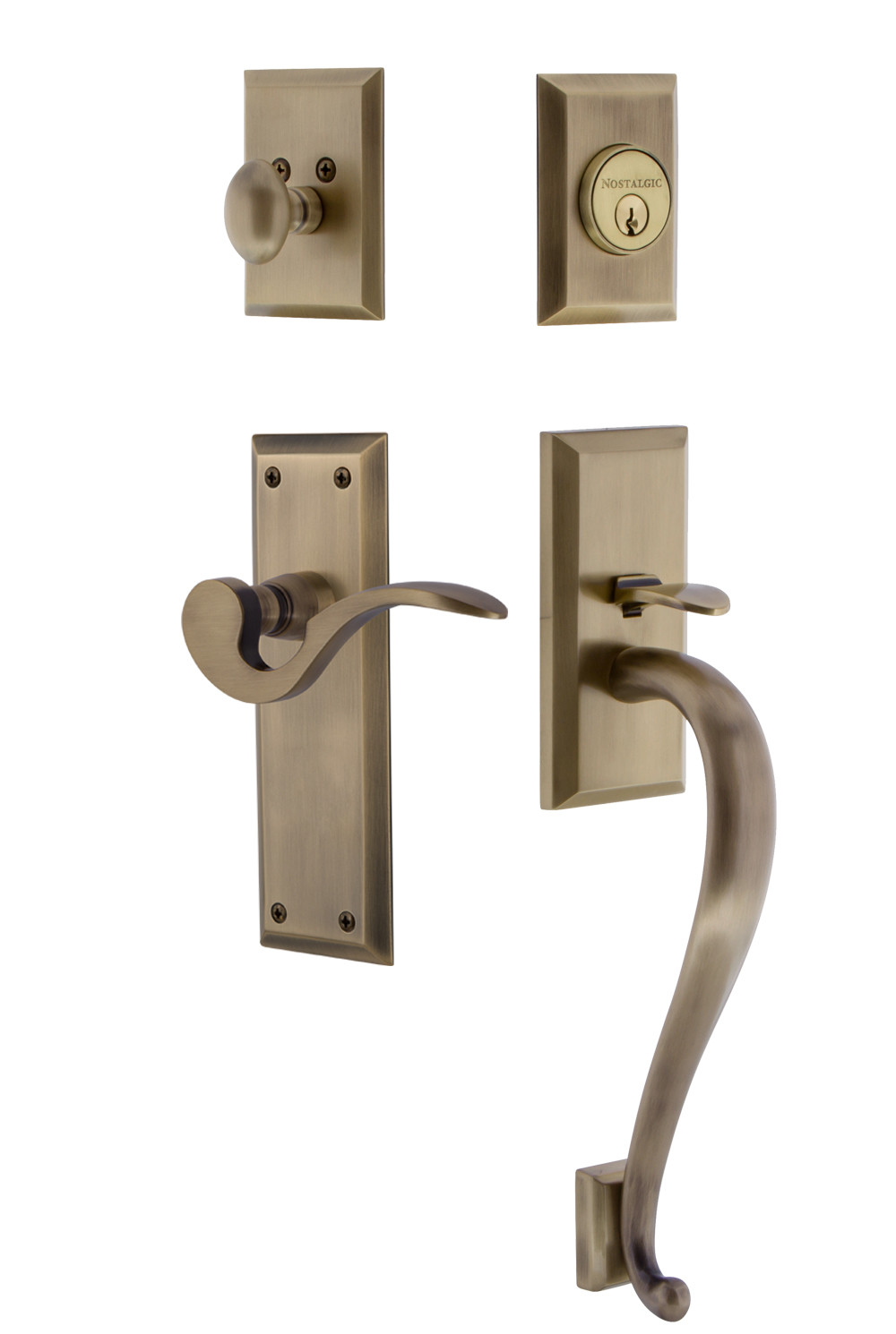Photos - Interior Door York Nostalgic Warehouse NYKMANESET238SGLH New  Left Handed Sectional Single Cylinder Keyed Entry Door Handleset with S Grip 