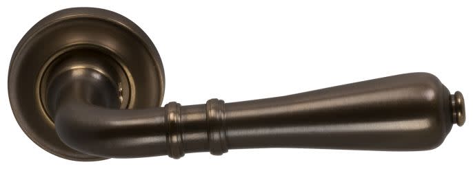 Omnia 752/45SD Non-Turning One-Sided Door Lever with 752 Style Handle and Small Round Rose Unlacquered Antique Bronze Door Hardware Door Levers Dummy