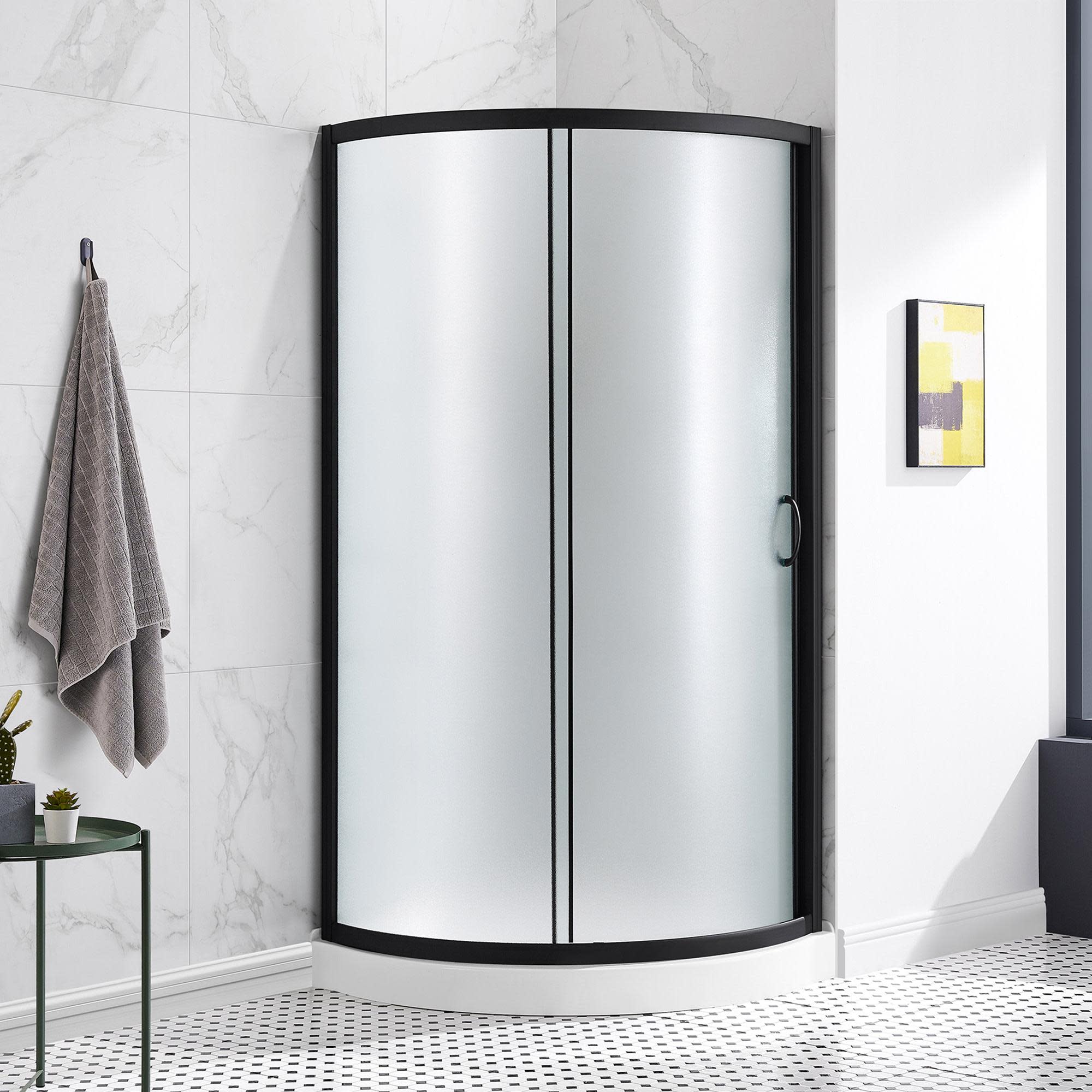 Photos - Shower Screen Ove Decors 15SKC-BREF32-AC Breeze 77-15/16" High x 32-11/16" Wide x 32-11/16" Deep Sliding Framed Shower Enclosure with Fros 