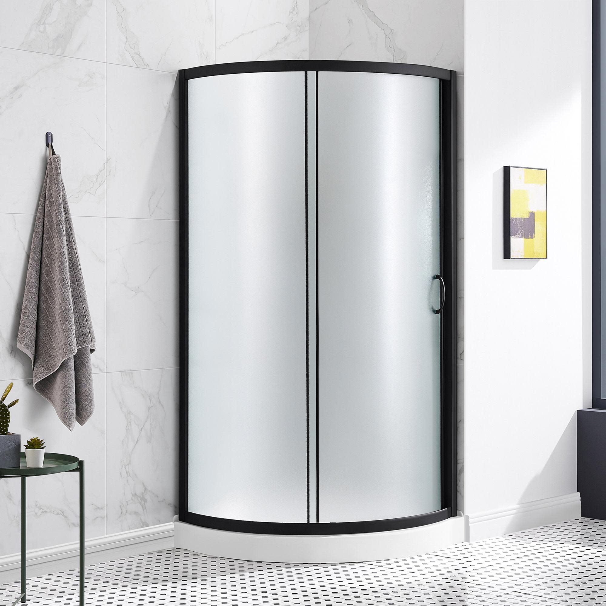 Photos - Shower Screen Ove Decors 15SKC-BREF34-AC Breeze 77-15/16" High x 34-15/16" Wide x 34-15/16" Deep Sliding Framed Shower Enclosure with Fros 